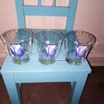 Glazen met tulpafbeelding 3 stuks, Ophalen, Glas of Glazen, Overige stijlen, Glas