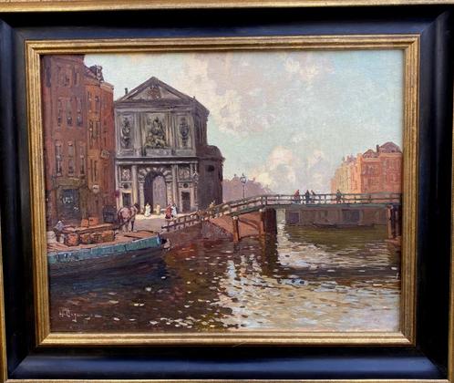 =Herman Bogman jr 1890-1975==stadsgezicht ROTTERDAM=, Antiek en Kunst, Kunst | Schilderijen | Klassiek, Ophalen of Verzenden