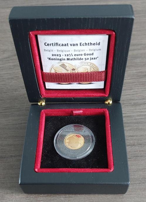 België 12 1/2 euro 2023 Goud "Koningin Mathilde 50 jaar", Postzegels en Munten, Munten | België, Goud, Goud, Ophalen of Verzenden