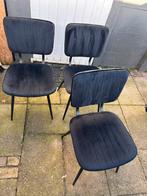 3 zwarte fluwelen eetkamerstoelen, Ophalen, Zo goed als nieuw, Zwart