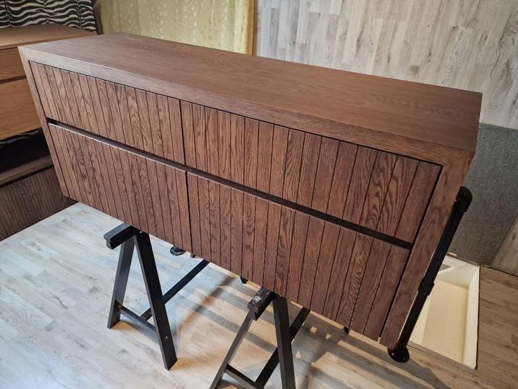 Nova 140! Massief eiken houten badmeubel met streepjes!, Huis en Inrichting, Badkamer | Badkamermeubels, Nieuw, Wastafelkast, Minder dan 100 cm