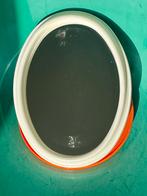 Retro ovale spiegel wit kunststof jaren 70, Huis en Inrichting, Woonaccessoires | Spiegels, Minder dan 50 cm, Gebruikt, Ophalen of Verzenden