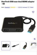 StarTech USB naar Dual HDMI Adapter - 4K, Ophalen of Verzenden, Nieuw, Minder dan 2 meter, HDMI-kabel