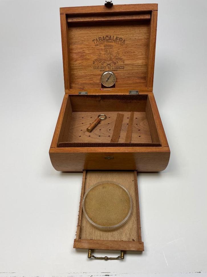 Originele Humidor met hygrometer en bevochtigings element, Antiek en Kunst, Antiek | Overige Antiek, Ophalen of Verzenden