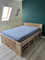 Steigerhouten bed, Ophalen, Gebruikt, Bruin, Steigerhout