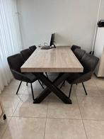 Luxe Eik Eettafel + 6 luxe stoelen, Ophalen of Verzenden, Zo goed als nieuw, 4 tot 6 stoelen