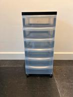 Ladekast / Opbergkast met 6 lades op wieltjes – transparant, Ophalen, Kunststof, 5 laden of meer, 50 tot 100 cm