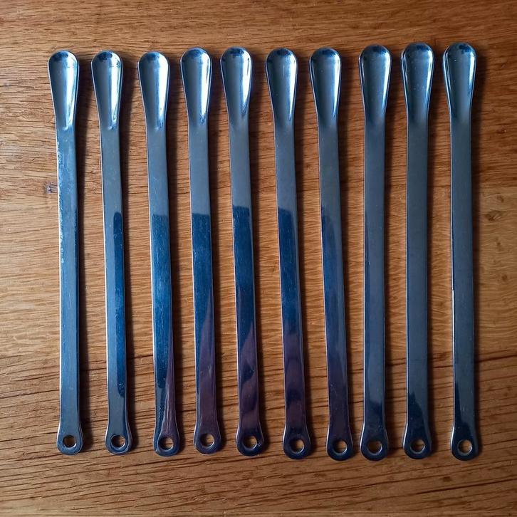 6 Latte Macchiatolepels/Roerstaafjes "Nespresso", Huis en Inrichting, Keuken | Bestek, Gebruikt, Rvs of Chroom, Ophalen of Verzenden