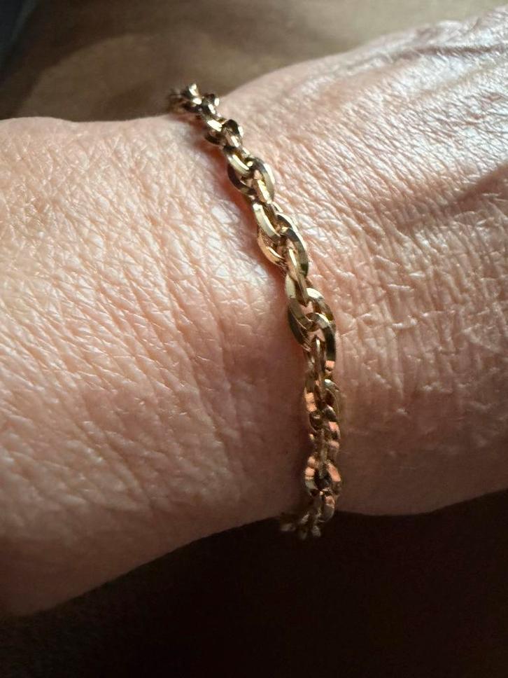 Gouden 14 krt Armband grote schakel massief!📿, Sieraden, Tassen en Uiterlijk, Armbanden, Zo goed als nieuw, Goud, Ophalen of Verzenden