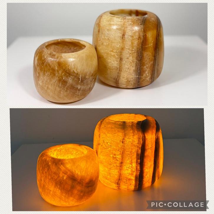 Alabaster set M en XL, Huis en Inrichting, Woonaccessoires | Kandelaars en Kaarsen, Nieuw, Kandelaar, Minder dan 25 cm, Overige materialen