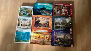 Puzzels, 9 stuks, 1000 stukjes, als nieuw! beschikbaar voor biedingen