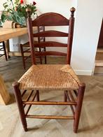 6 Eikenhouten stoelen met riet zitting, Huis en Inrichting, Stoelen, Ophalen, Gebruikt, Bruin, Vijf, Zes of meer stoelen