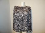 Ladress satijn achtige top animal print grijs wit tinten S/M