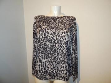 Ladress satijn achtige top animal print grijs wit tinten S/M beschikbaar voor biedingen