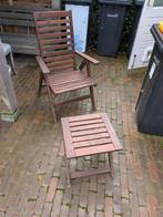 tuinstoelen met voetenbank, Ophalen, Gebruikt, Hout, Inklapbaar