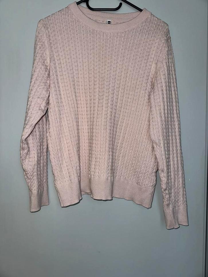 Hema Longsleeve Trui - Lichtpaars Kabelpatroon Maat L, Kleding | Dames, Truien en Vesten, Zo goed als nieuw, Maat 42/44 (L), Paars