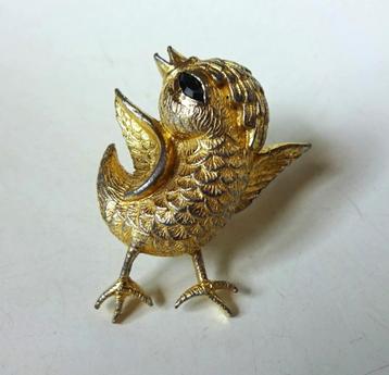 Vintage vergulde broche: kuiken  beschikbaar voor biedingen