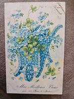 Brocante relief ansichtkaart - Bloemen en klaver, Ophalen of Verzenden, Voor 1920, Gelopen