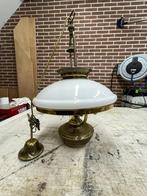 Prachtige messing hanglamp met glas, in hoogte verstelbaar, Antiek en Kunst, Antiek | Lampen, Ophalen of Verzenden