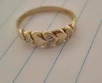 14 karaat gouden ring met diamant  maat 18.4, Ophalen of Verzenden, Zo goed als nieuw, Met edelsteen, Goud