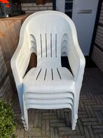 4 witten stapelbare kuip stoelen., Ophalen, Zo goed als nieuw, Kunststof