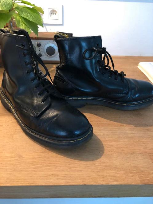 DR MARTENS UK 10 44 ZWART LEER BOTTINES LAARZEN, Kleding | Heren, Schoenen, Gedragen, Boots, Zwart, Ophalen of Verzenden