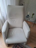 Leren fauteuil wit, Huis en Inrichting, Fauteuils, Ophalen, Gebruikt, Minder dan 75 cm, Leer