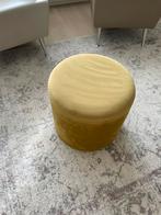 Mosterdkleurige velvet poef met opslagruimte, Huis en Inrichting, Ophalen, Minder dan 50 cm, Gebruikt, Rond