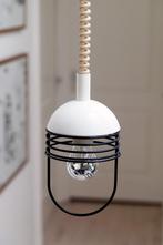 Vintage design metalen hanglamp / kooilamp, Ophalen, Metaal