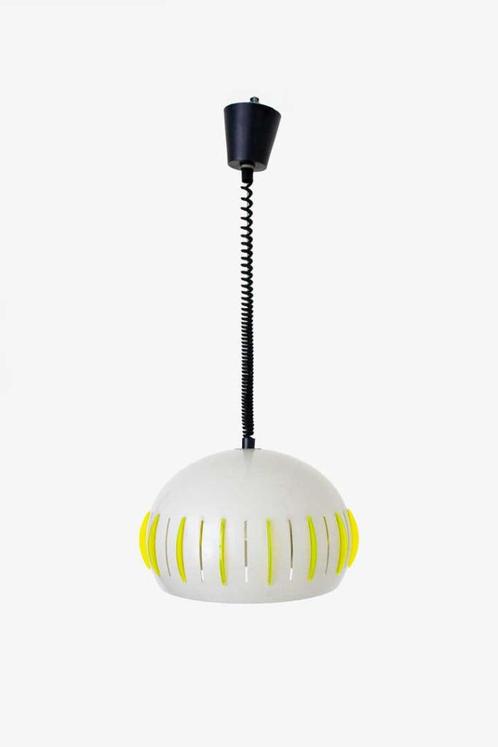 70s UFO hanglamp grijs neon groene acryl ‘lichten’ vintage, Huis en Inrichting, Lampen | Hanglampen, Gebruikt, Minder dan 50 cm