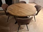 Ronde eettafel + 4 eetkamerstoelen, Huis en Inrichting, Tafels | Eettafels, Ophalen, Gebruikt, 100 tot 150 cm, Rond