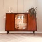 🤎 Vintage dressoir highboard kast jaren ‘60 teak wandmeubel, Huis en Inrichting, Ophalen, Zo goed als nieuw, 25 tot 50 cm, Glas