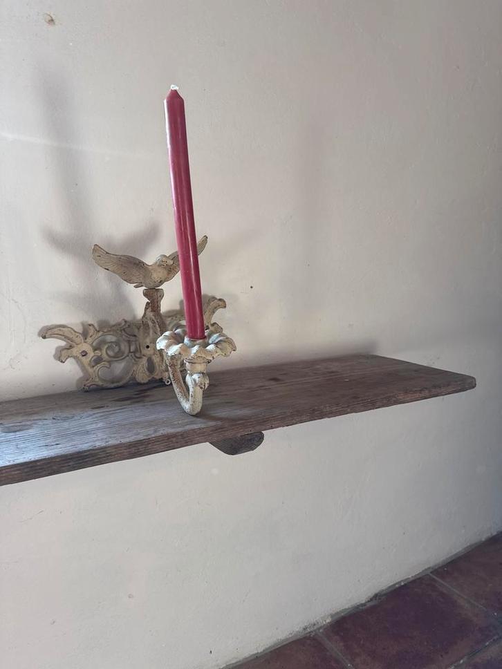 Brocante Muur Kandelaar - 1 Kaars, Huis en Inrichting, Woonaccessoires | Kandelaars en Kaarsen, Gebruikt, Kandelaar, Minder dan 25 cm