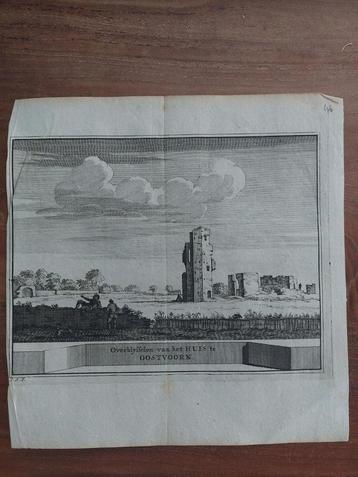 46 Ruine Huis te Oostvoorn - Originele gravure uit 1736 beschikbaar voor biedingen