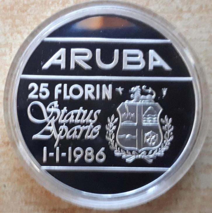 Aruba, 25 Florin 1986 - zilver Proof, Postzegels en Munten, Munten | Nederland, Losse munt, Overige waardes, Koningin Beatrix
