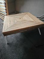 Salontafel set van 2 tafels met houten blad en metalen poten, 50 tot 100 cm, Minder dan 50 cm, Rechthoekig, Zo goed als nieuw