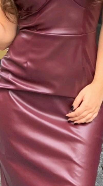 Bordeaux Rode Lange Leren Stijlvolle Jurk maat M, Kleding | Dames, Gelegenheidskleding, Zo goed als nieuw, Galajurk, Rood, Verzenden