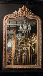 Oude antieke brocante Franse kuifspiegel.., Ophalen of Verzenden, Rechthoekig, 50 tot 100 cm