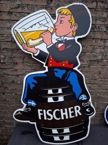 Groot zeldzaam reclamebord bière Pêcheur - fischer bier beschikbaar voor biedingen
