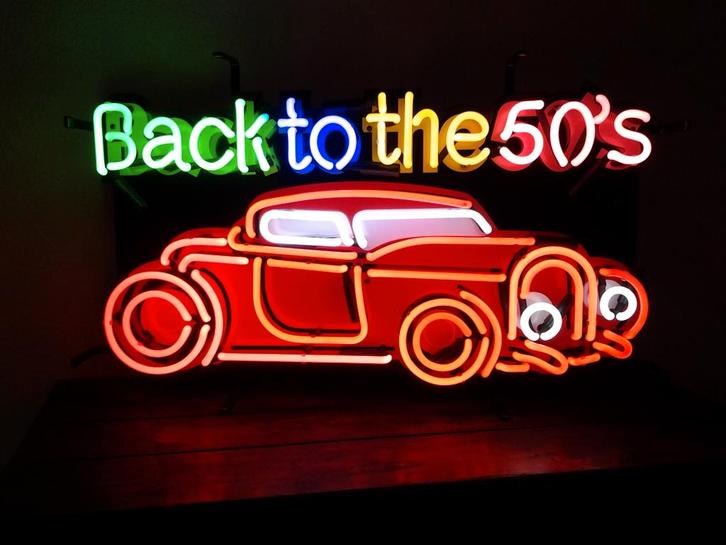 Back to the 50 's auto neon lamp div neonverlichting fifties, Verzamelen, Merken en Reclamevoorwerpen, Zo goed als nieuw, Lichtbak of (neon) lamp