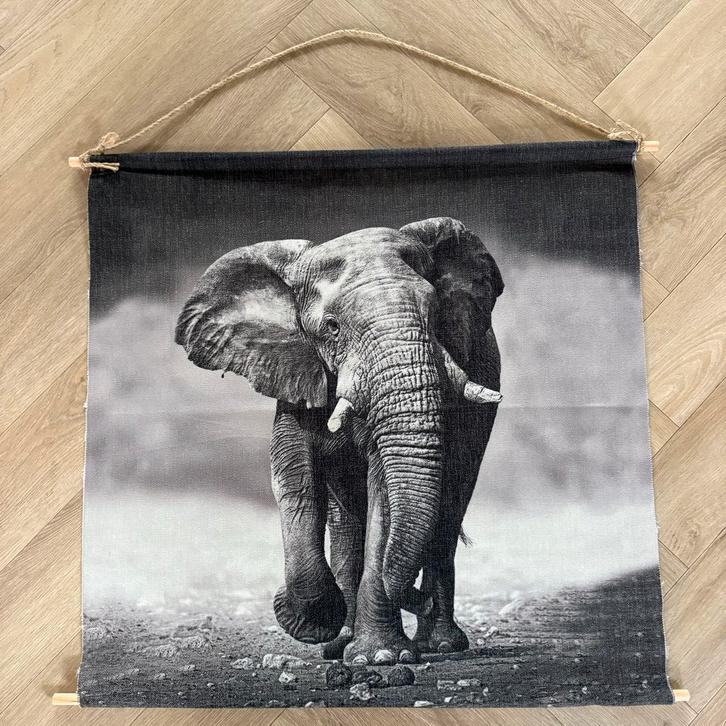 Wandkleed Olifant - Zwart Wit, Huis en Inrichting, Woonaccessoires | Wanddecoraties, Nieuw, Ophalen of Verzenden