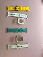Verschillende Siliconen Bandje + Case Apple Watch 9 8 7 41mm, Ophalen, Hartslag, Geel, IOS