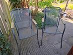 Tuinstoelen, donkergrijs metaal met kussens., Ophalen, Gebruikt, Metaal
