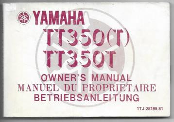 Yamaha TT350 TT350 T manual Betriebsanleitung (2884z) beschikbaar voor biedingen