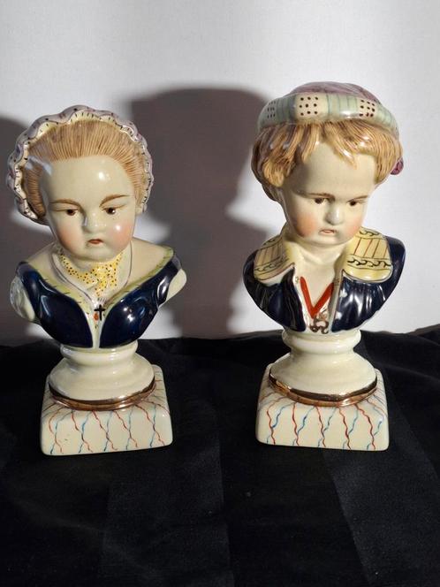 Twee porseleinen bustes staffordshire., Antiek en Kunst, Kunst | Beelden en Houtsnijwerken, Ophalen of Verzenden