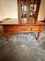 Massief eiken salontafel, klassiek Frans, lade + uittrekblad, Antiek en Kunst, Ophalen