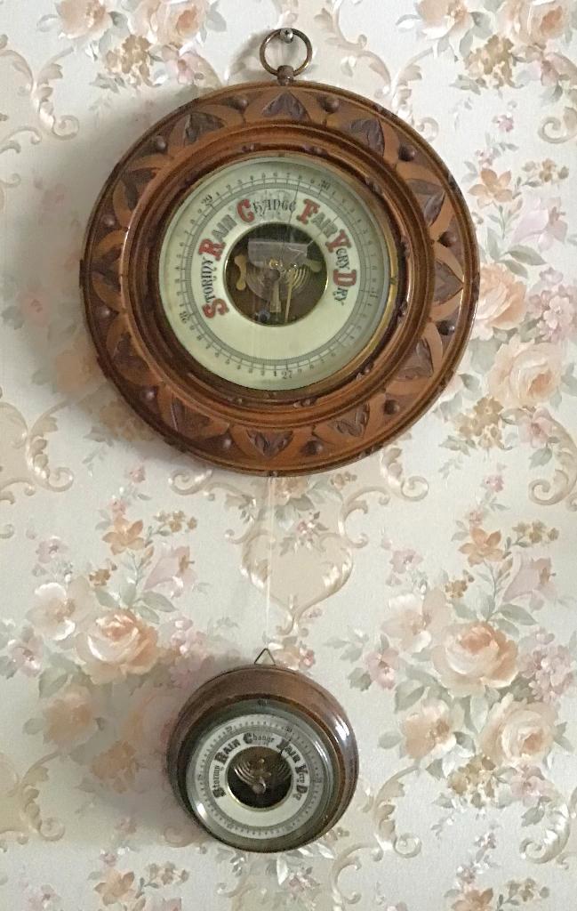 Antieke ronde Engelse barometers (2x), Antiek en Kunst, Antiek | Gereedschap en Instrumenten, Ophalen of Verzenden