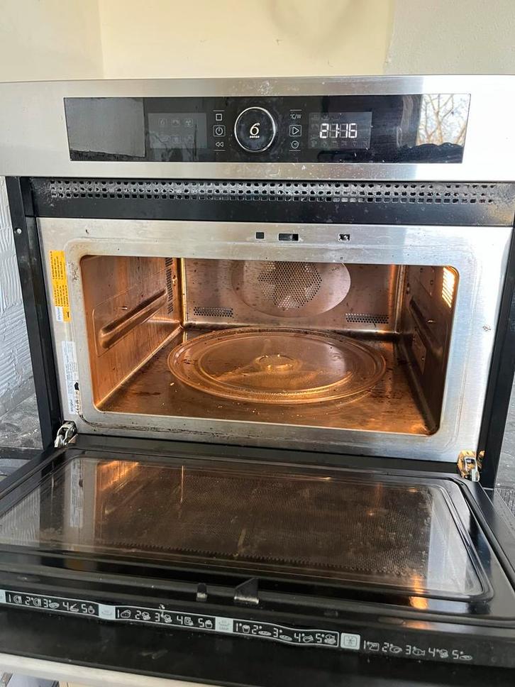 Whirlpool Combimagnetron, Witgoed en Apparatuur, Magnetrons, Gebruikt, Inbouw, Combimagnetron, 45 tot 60 cm, Grill, Draaiplateau