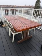 Table+6 chairs, outdoor, acacia/beige acacia, 220x100 cm, Tuin en Terras, Ophalen, Gebruikt