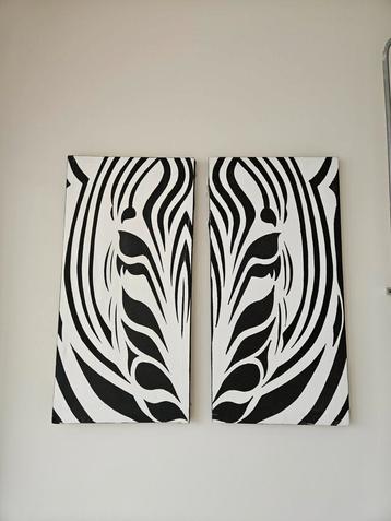 Zebra Kunst aan de Muur - Set van 2 beschikbaar voor biedingen